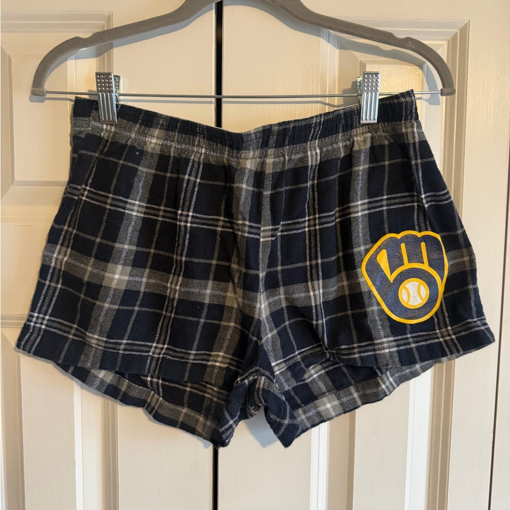 Milwaukee Brewers women’s plaid flannel shorts